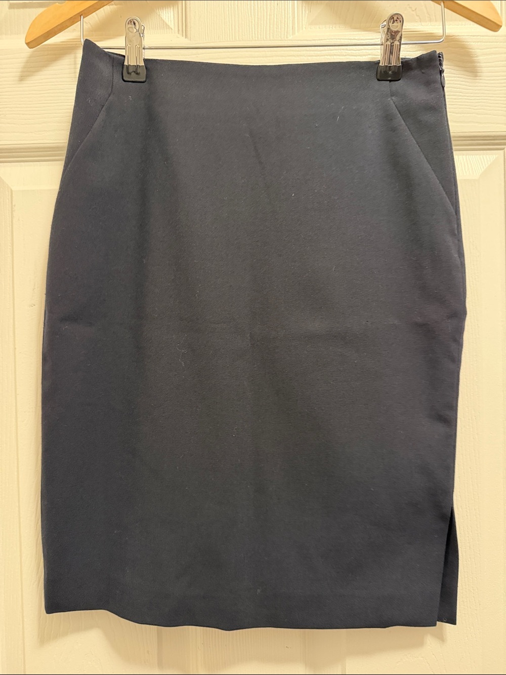 Ann Taylor Navy Pencil Skirt with Side Slit